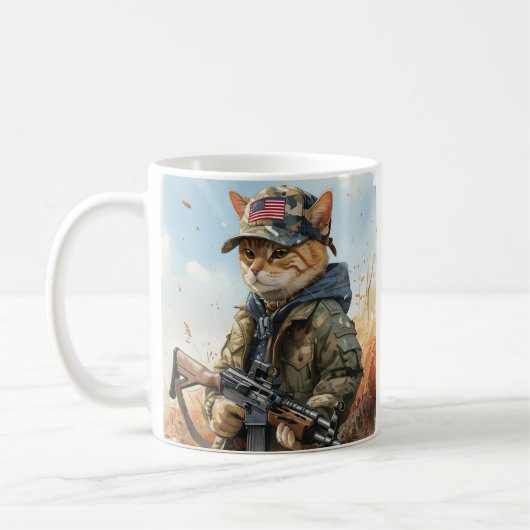 Mug Cool MAGA Chat avec pistolet et Camouflage Cute AM (Gauche)