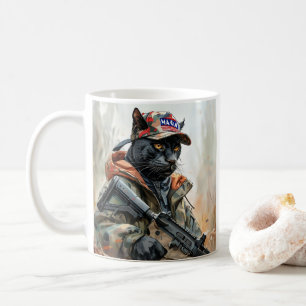 Mug Cool MAGA Chat avec pistolet et camouflage PANNEAU
