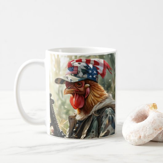 Mug Cool MAGA poulet avec pistolet Camouflage Casquett (Avec donut)