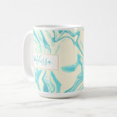 Mug Cool marbre design en Turquoise et Crème sur mesur (Devant gauche)