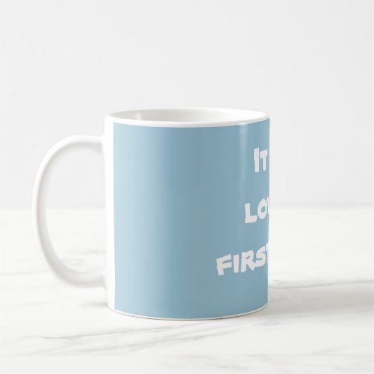 Mug Cool, mignonne, bleu doux "C'était l'amour au prem (Gauche)