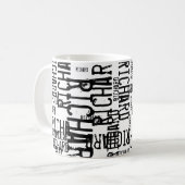 Mug Cool moderne noir & blanc nom, typographie (Devant gauche)