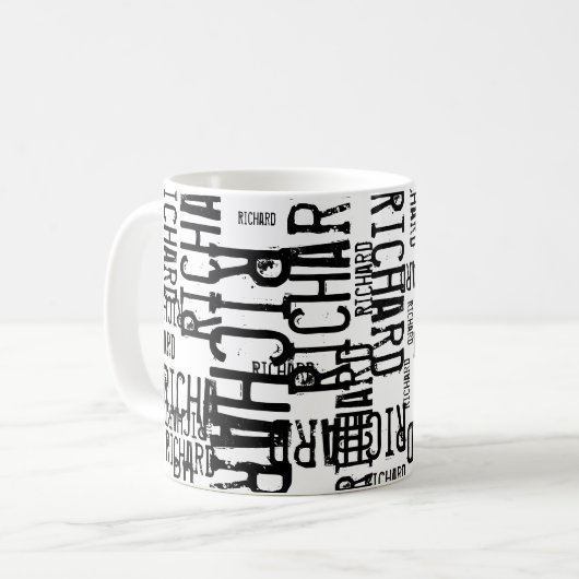 Mug Cool moderne noir & blanc nom, typographie (Devant gauche)