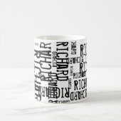 Mug Cool moderne noir & blanc nom, typographie (Centre)