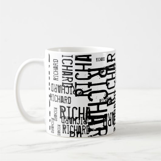 Mug Cool moderne noir & blanc nom, typographie (Gauche)