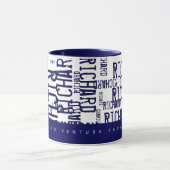 Mug cool & moderne typographie bleue (motif de noms) (Centre)