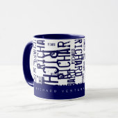 Mug cool & moderne typographie bleue (motif de noms) (Devant gauche)