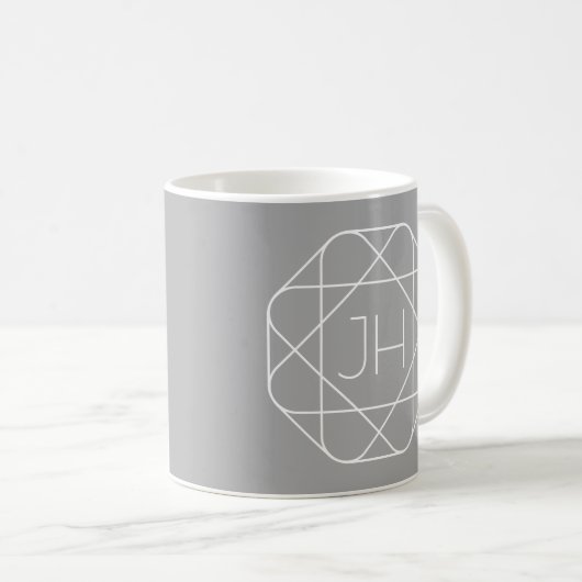 Mug Cool monogram, style vibe | Grey & White (Devant droit)
