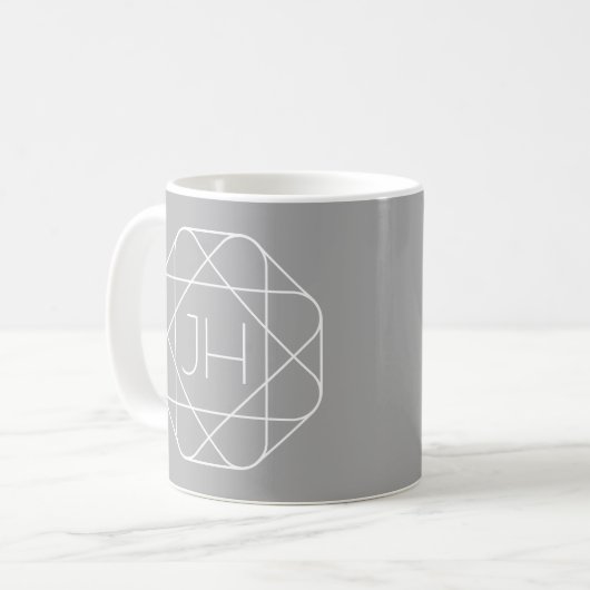 Mug Cool monogram, style vibe | Grey & White (Devant gauche)