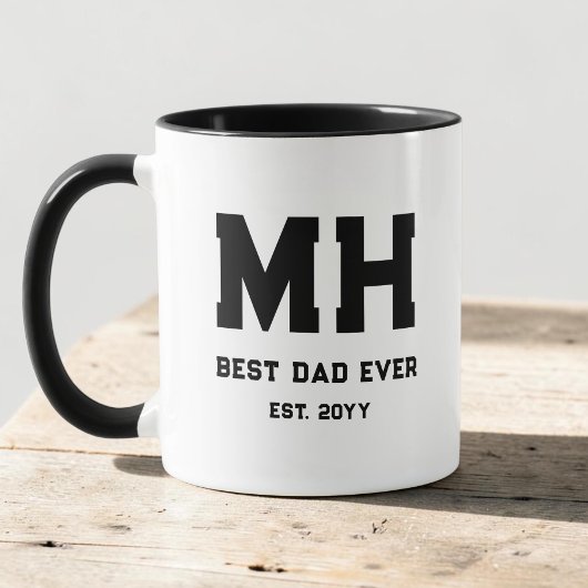 Mug Cool Monogramme Moderne Noir et Blanc Meilleur Pap