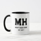 Mug Cool Monogramme Moderne Noir et Blanc Meilleur Pap (Gauche)