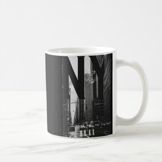 Mug Cool New York City Abstract Skyline, Black &amp; W (Droite)