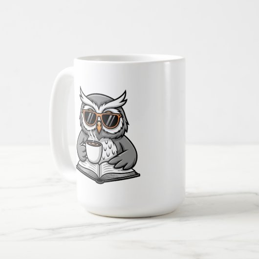 Mug Cool Owl Reading With Coffee (Devant gauche)