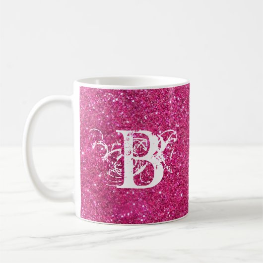 Mug Cool Parties scintillant rose blanc Funky Monogram (Gauche)