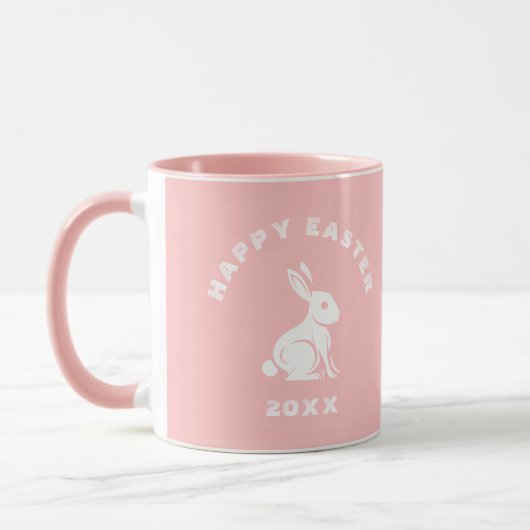 Mug Cool Pastel Rose Blanc Joyeux lapin de Pâques lapi (Gauche)