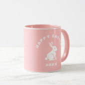 Mug Cool Pastel Rose Blanc Joyeux lapin de Pâques lapi (Devant droit)