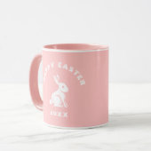 Mug Cool Pastel Rose Blanc Joyeux lapin de Pâques lapi (Devant gauche)