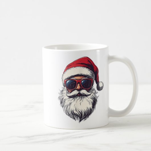 Mug Cool Père Noël Face Sungles Rétro hommes Noël (Droite)