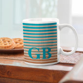 Mug Cool rayures Brown et bleu Monogramme