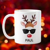Mug Cool Reindeer Sunglasses Christmas Custom Name