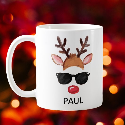 Mug Cool Reindeer Sunglasses Christmas Custom Name
