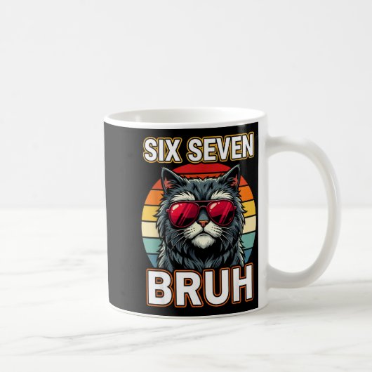 Mug Cool Retro Six Seven Bruh Cat Sungles Meme 67 (Droite)