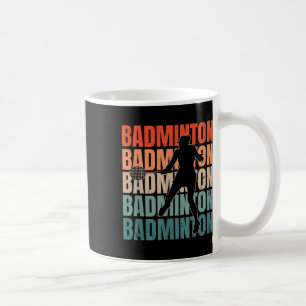Mug Cool Retro Texte Silhouette Badminton