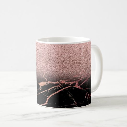Mug Cool Rose Parties scintillant en or, marbre - Pers (Devant droit)