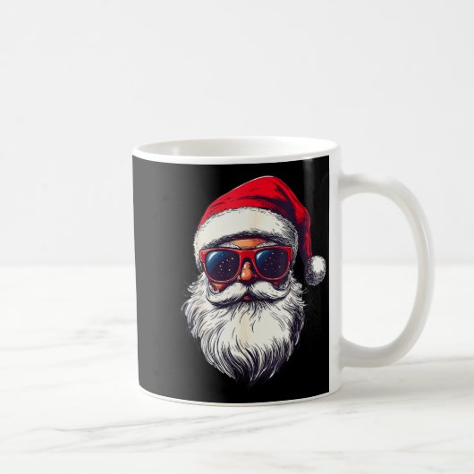 Mug Cool Santa Claus Face Retro Sungles Christmas Men (Droite)