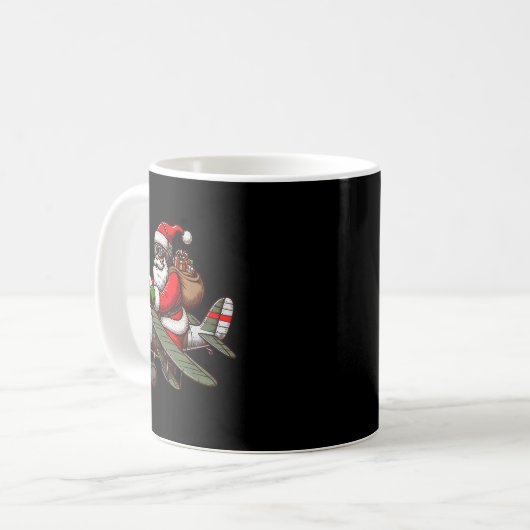 Mug Cool Santa Claus Flying Airplane Pajama Christmas (Devant gauche)