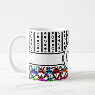 Mug Cool Smiling Visages Motif I + votre monogramme
