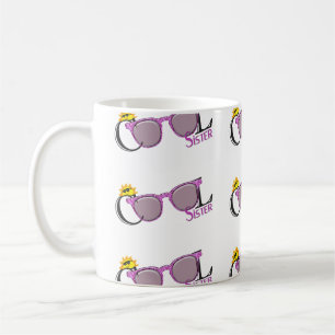 Mug Cool Soeur soleil et lunettes de soleil sur blanc