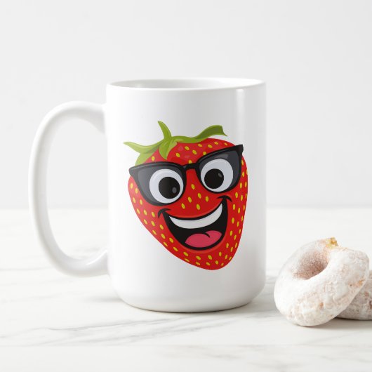 Mug Cool Strawberry Character – Fun Kawaii Fruit Art (Avec donut)