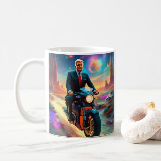 Mug cool Trump équitation Moto sur Alien Planet MAGA (Avec donut)