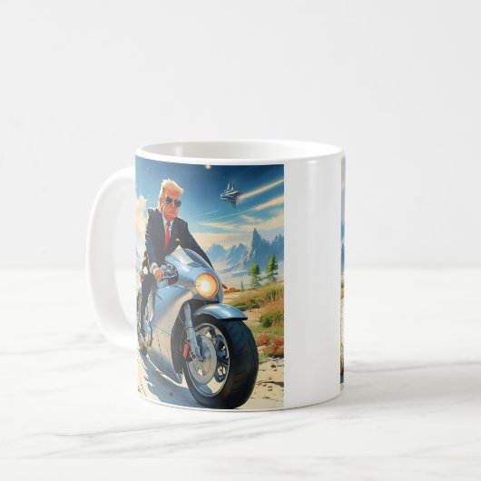 Mug cool Trump Motorcycle Alien Planète spatiale MAGA (Devant gauche)