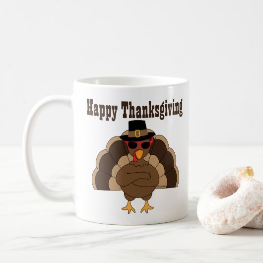Mug Cool Turquie Bon thanksgiving texte personnalisé (Avec donut)