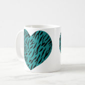 Mug Cool Turquoise Forme cardiaque Tiger Grilles Poste (Devant gauche)