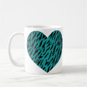 Mug Cool Turquoise Forme cardiaque Tiger Grilles Poste (Gauche)