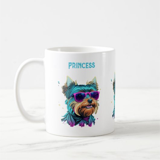 Mug Cool Yorkie Chien avec lunettes de soleil (Gauche)