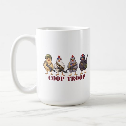 Mug Coop Troop Funny 4th of July Military Hens  (Gauche)