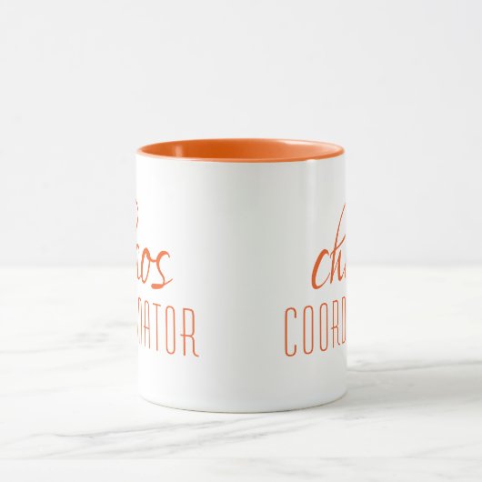 Mug Coordinateur Chaos Orange moderne Script (Centre)