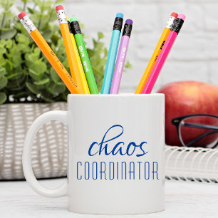 Mug Coordinateur Chaos Script bleu moderne