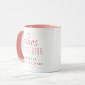 Mug Coordinateur Chaos Typographie rose Personnalisée (Devant gauche)
