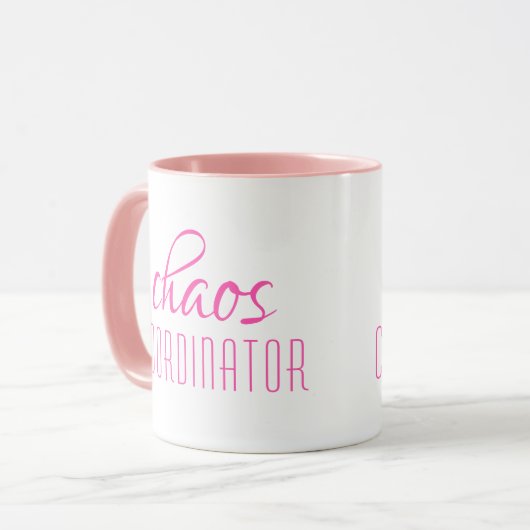 Mug Coordinateur du Chaos Texte typographique (Devant gauche)