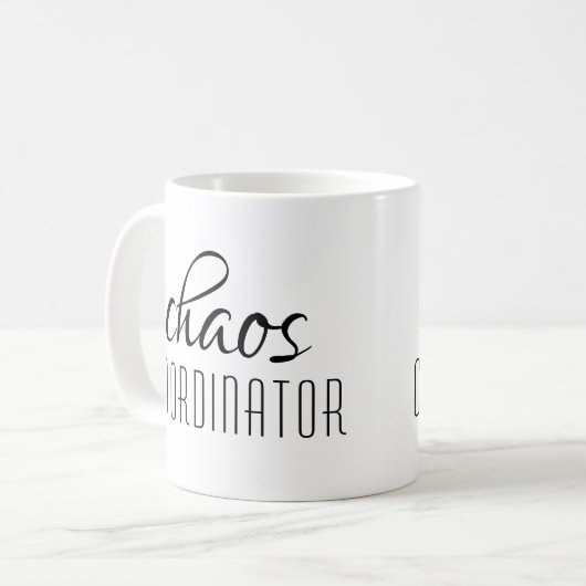 Mug Coordinateur du Chaos Texte typographique (Devant gauche)