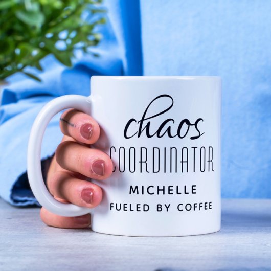 Mug Coordinateur du Chaos Typographie noire Personnali