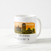 Mug Coordonnées de la carte Phoenix Skyline (Devant droit)