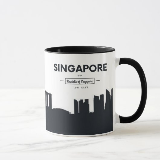 Mug Coordonnées de ville de Singapour, Chine | (Droite)