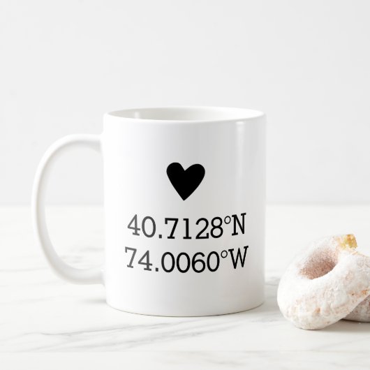 Mug Coordonnées personnalisées Anniversaire Valentines (Avec donut)