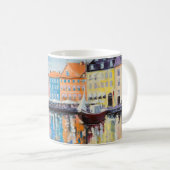 Mug Copenhague dans un jour brillant, bâtiments coloré (Devant droit)